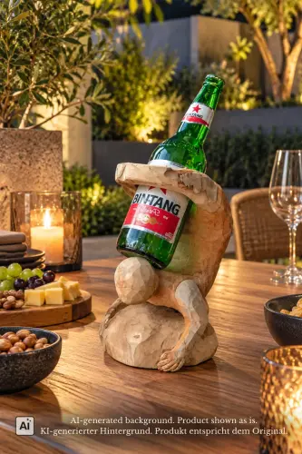 Product image of the product “Yoga Abstract Bottle Holder, 30 cm Height, Teak Wood, Natural ”